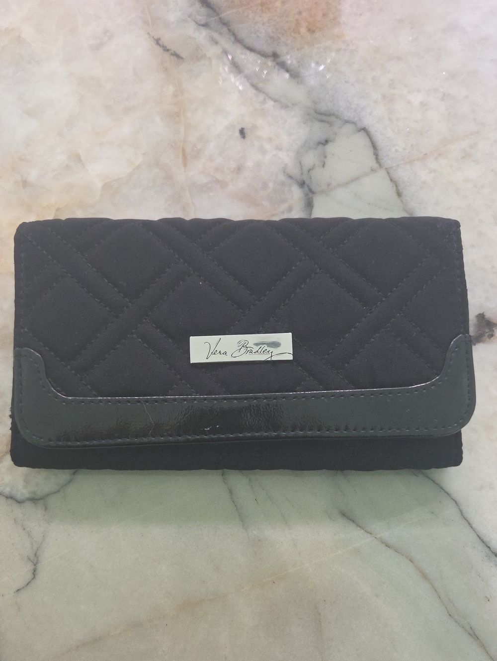 Vera Bradley Black Quilted Signature Plate Wallet